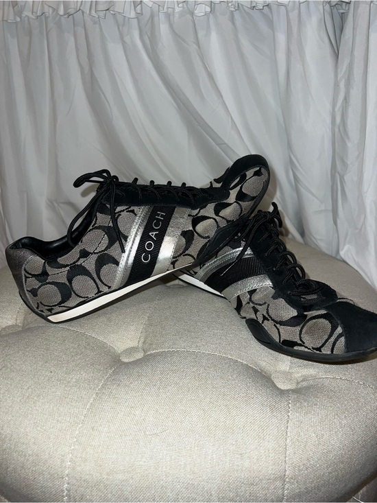 Coach Shoes - Coach Black & Silver Signature Logo Sneakers
